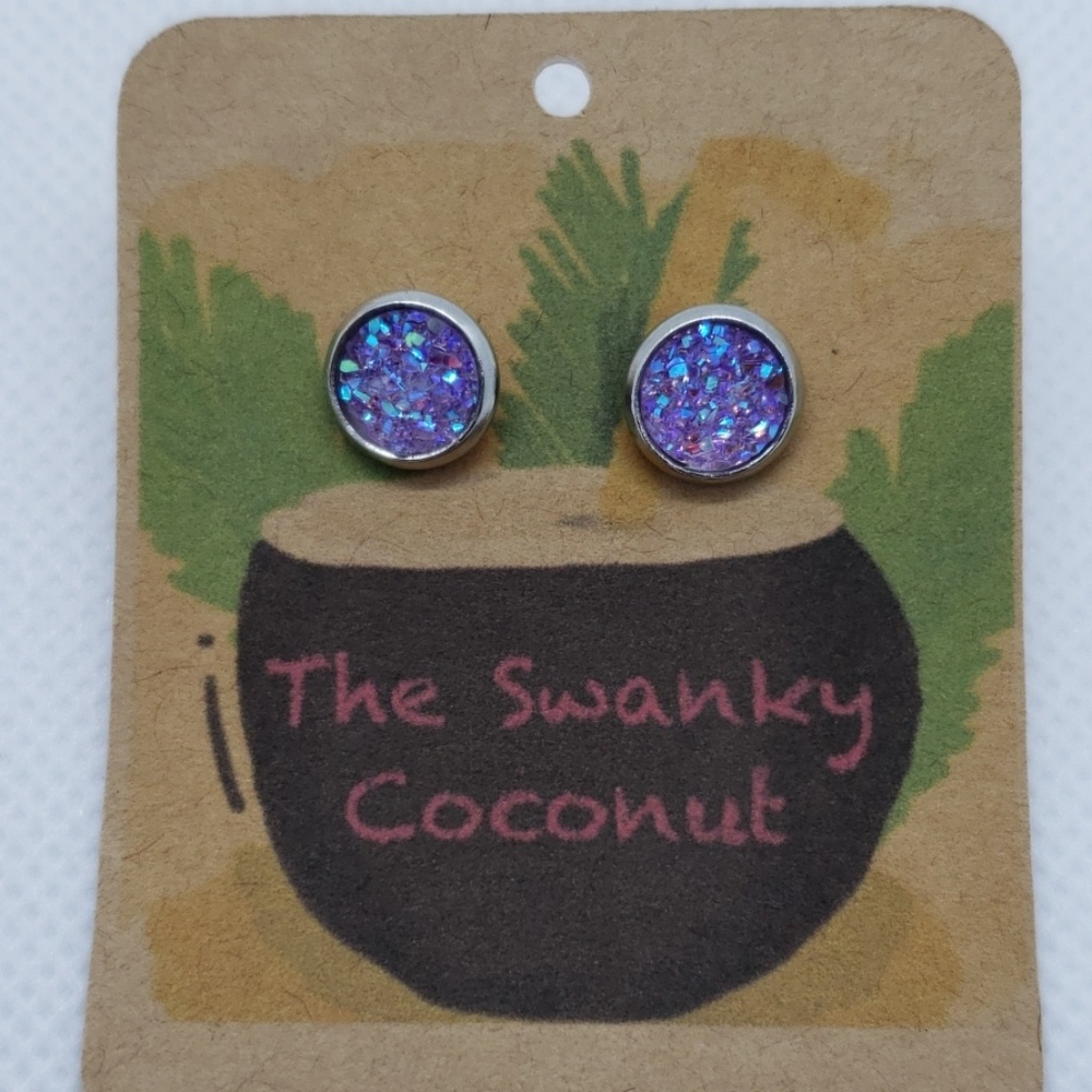 Lavender/Silver Druzy Earrings